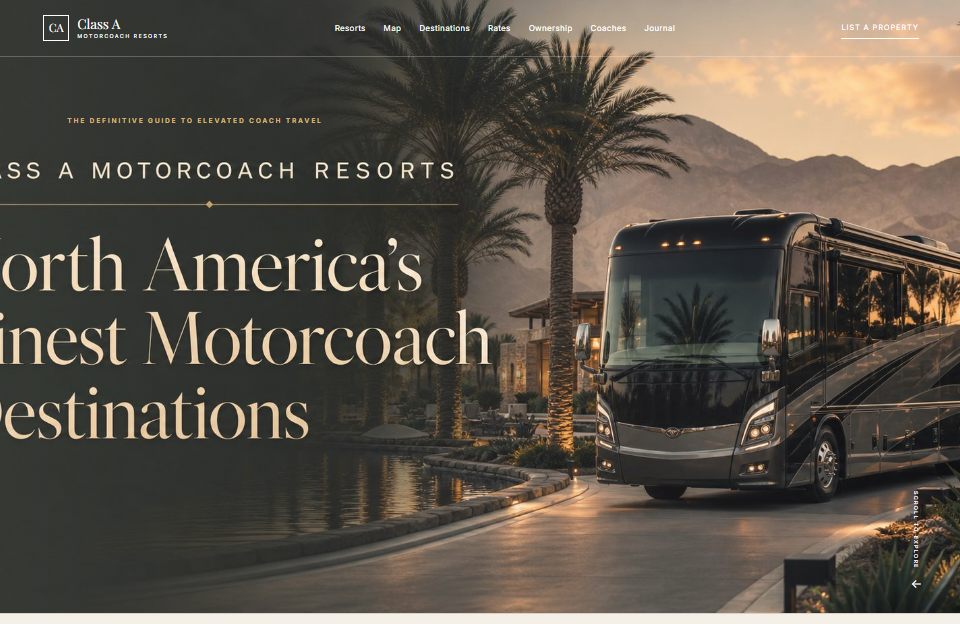 ClassAMotorCoachResorts.com homepage