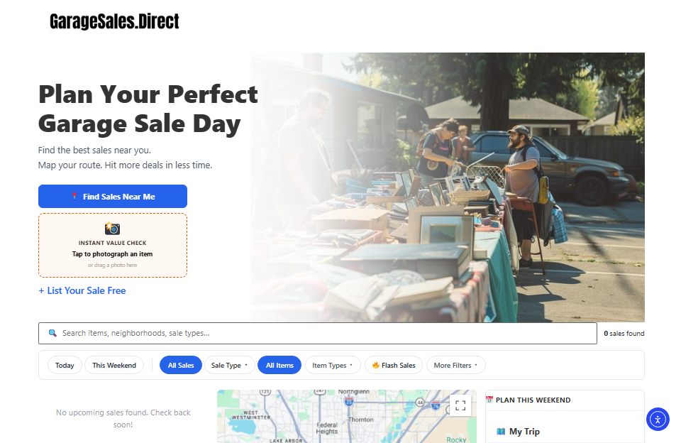 GarageSales.Direct homepage
