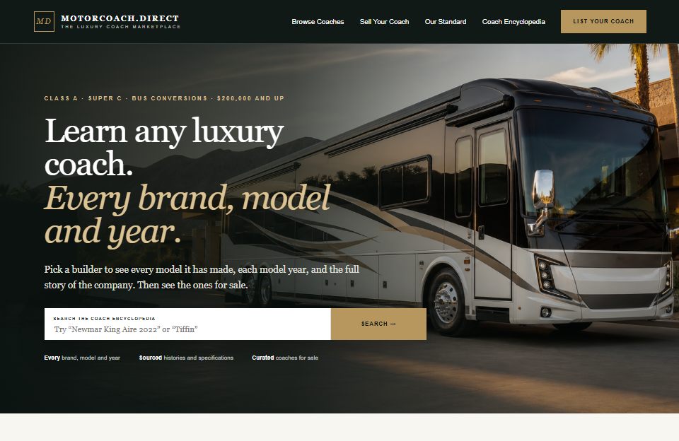 Motorcoach.direct homepage