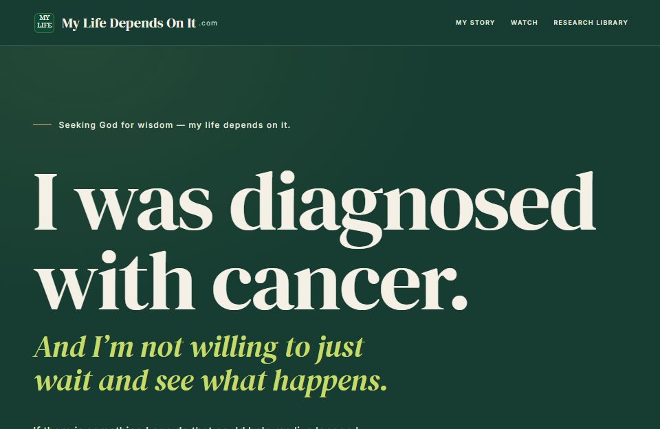 MyLifeDependsOnIt.com homepage